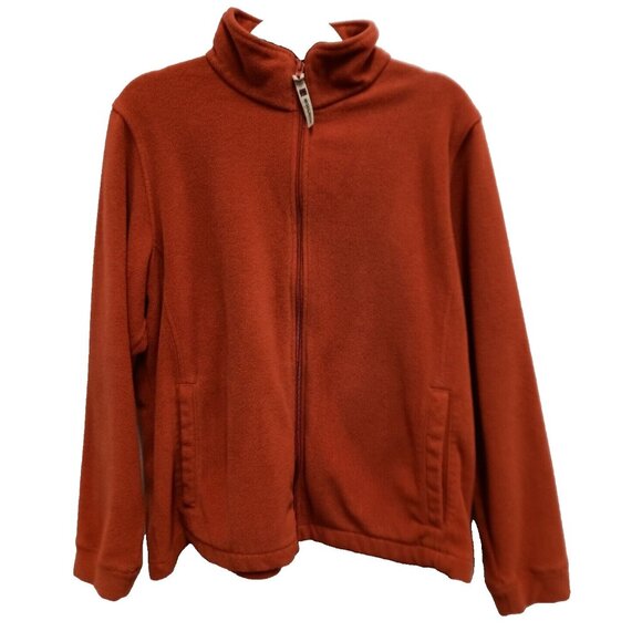 Woolrich Womens Fleece Jacket Size Large Orange Full Zip Casual Outdoor - Picture 1 of 7